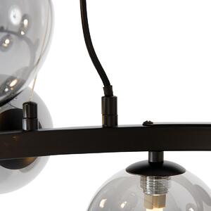 Art Deco viseća lampa crna sa dimnim staklom 12 svjetla - David