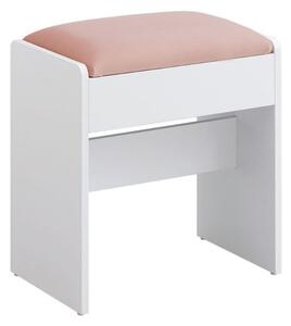 Tapecirana tabure/stołac VELVET za toaletni stol, 45×45×28,6 cm, bijela/ružičasta Vasagle