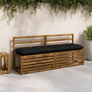 Jastučići za klupe VIANEN 2 kom. 100% poliester Crna - Crna 160 x 40 x 12 cm