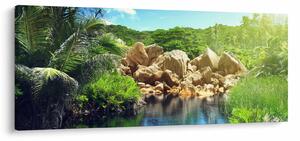 Slika jezera u džungli Sejšela (120x50 cm)