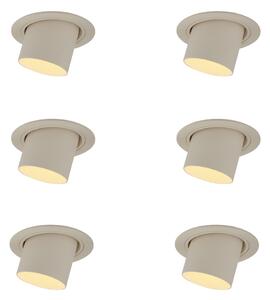 Set od 6 ugradbenih reflektora bež GU10 50mm okrugli rotirajući i nagibni - Installa