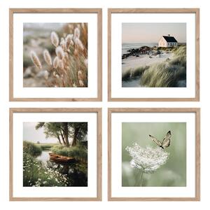 Tiskane slike u setu 4 kom s okvirom 30x30 cm Subtle Nature – Styler