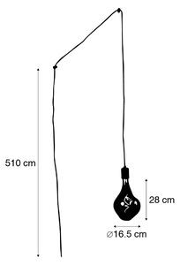 Viseća svjetiljka crna s utikačem uklj. PS160 goldline prigušiva - Cavalux