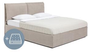 Tapecirani bračni krevet u taupe boji s prostorom za pohranu s madracem/letvičastim okvirom 160x200 cm Thessa Pillow - Bonami Selection