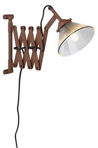 Vintage rastegljiva zidna svjetiljka hrđa sa staklom - Škare staklo