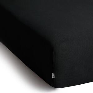 Crna elastična pamučna plahta DecoKing Amber Collection, 140/160 x 200 cm