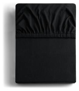 Crna elastična pamučna plahta DecoKing Amber Collection, 80/90 x 200 cm