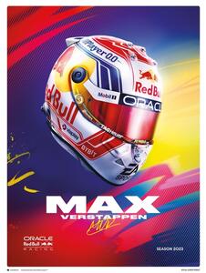 Umjetnički tisak Max Verstappen - Helmet 2023, (30 x 40 cm)