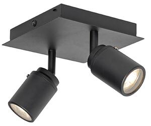 Moderni kupaonski reflektor crni kvadrat 2-light IP44 - Ducha