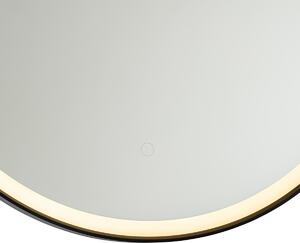 Crno kupaonsko ogledalo 70 cm uklj. LED s prigušivačem na dodir - Miral