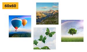 Set slika let balonom iznad krajolika