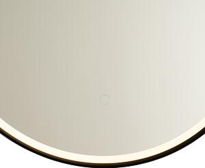 Moderno kupaonsko ogledalo crno uklj. LED i prigušivač na dodir - Pien