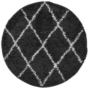 VidaXL Čupavi moderni tepih s visokim vlaknima crni i krem Ø 280 cm