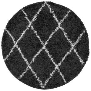 VidaXL Čupavi moderni tepih s visokim vlaknima crni i krem Ø 120 cm