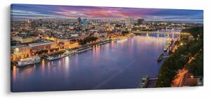 Slika noćnog grada Bratislave s rijekom (120x50 cm)