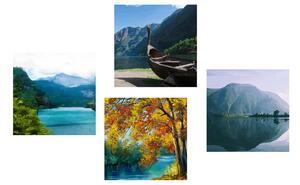 Set slika imitacija umjetničke slike planinskog jezera