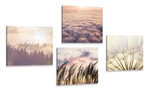 Set slika slikoviti krajolik pri zalasku sunca