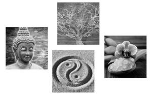 Set slika crno-bijela Buddha mrtva priroda