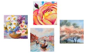 Set slika romantična Venecija s cvijećem