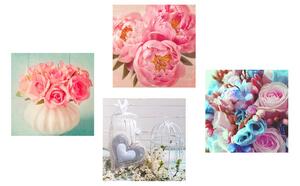 Set slika vintage mala lucerna s cvijećem