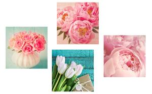 Set slika romantična mrtva priroda s cvijećem