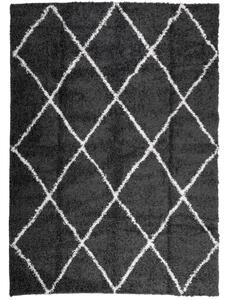 VidaXL Čupavi tepih PAMPLONA s visokim vlaknima crni-krem 200 x 280 cm