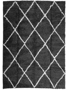 VidaXL Čupavi moderni tepih s visokim vlaknima crni i krem 240x340 cm