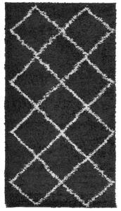 VidaXL Čupavi moderni tepih s visokim vlaknima crni i krem 60 x 110 cm