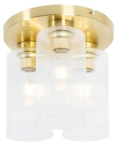 Art Deco plafondlamp goud met glas 3-lichts - Laura