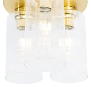 Art Deco stropna svjetiljka zlatna sa staklom 3 svjetla - Laura