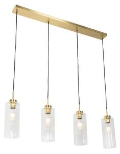 Art Deco viseća lampa zlatna sa staklenim 4 svjetla - Laura