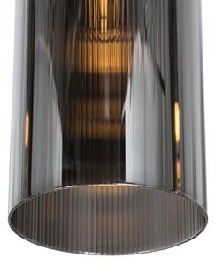 Art Deco viseća lampa crna s dimnim staklom 4 svjetla - Laura