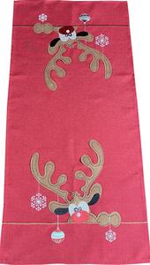 Crveni božićni ukras s printom sobova Širina: 40 cm | Duljina: 85 cm