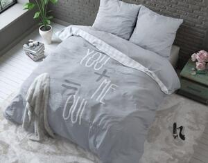 Svijetlosiva pamučna posteljina Love 160 x 200 cm