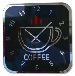 Moderni crni zidni sat s motivom šalice za kavu