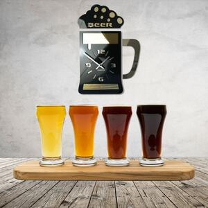 Moderni crni zidni sat s motivom pivske čaše