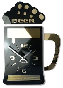 Moderni crni zidni sat s motivom pivske čaše