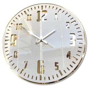 Bijeli zidni sat u retro stilu s brojčanikom zlatne boje