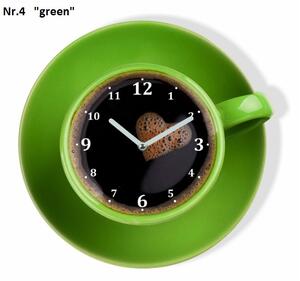 Kuhinjski sat u obliku šalice kave Zeleno