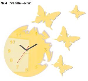 Samoljepljivi zidni sat s motivom leptira Bijela