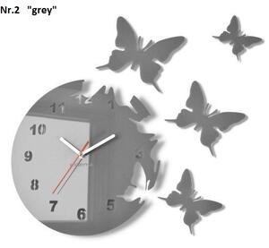 Samoljepljivi zidni sat s motivom leptira Bijela
