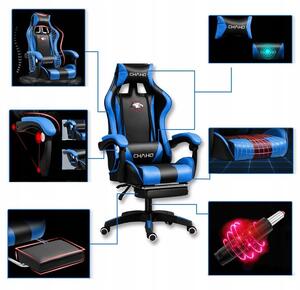 Udobna gaming stolica s masažnim jastukom u crnoj i plavoj boji