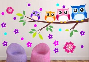 Prekrasne naljepnice za dječju sobu - mudre sove 50 x 100 cm