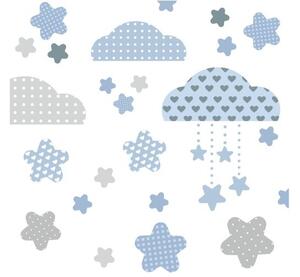 Ukrasna dječja zidna naljepnica s plavim oblacima 50 x 100 cm