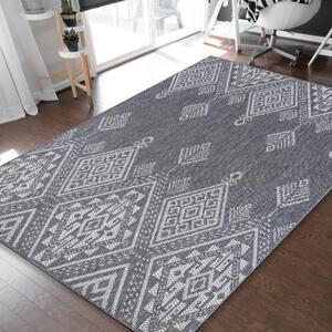 Dizajnerski sivi tepih s razrađenim uzorkom Širina: 120 cm | Duljina: 170 cm
