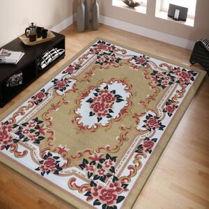 Prekrasan svijetlosmeđi tepih s cvjetnim uzorkom Širina: 120 cm | Duljina: 170 cm