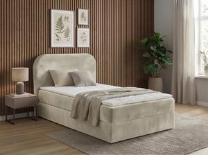 Tapecirani boxspring krevet FORENA 90x200 cm krem boje Madrac: Bonell opružni madrac