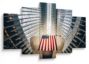 Slika zgrade s američkom zastavom (150x105 cm)