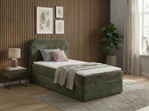 Tapecirani boxspring krevet FORENA 90x200 cm tamno zelena Madrac: Bonell opružni madrac