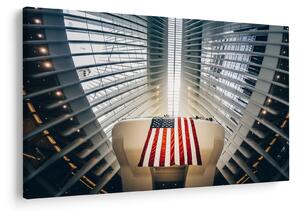 Slika zgrade s američkom zastavom (90x60 cm)